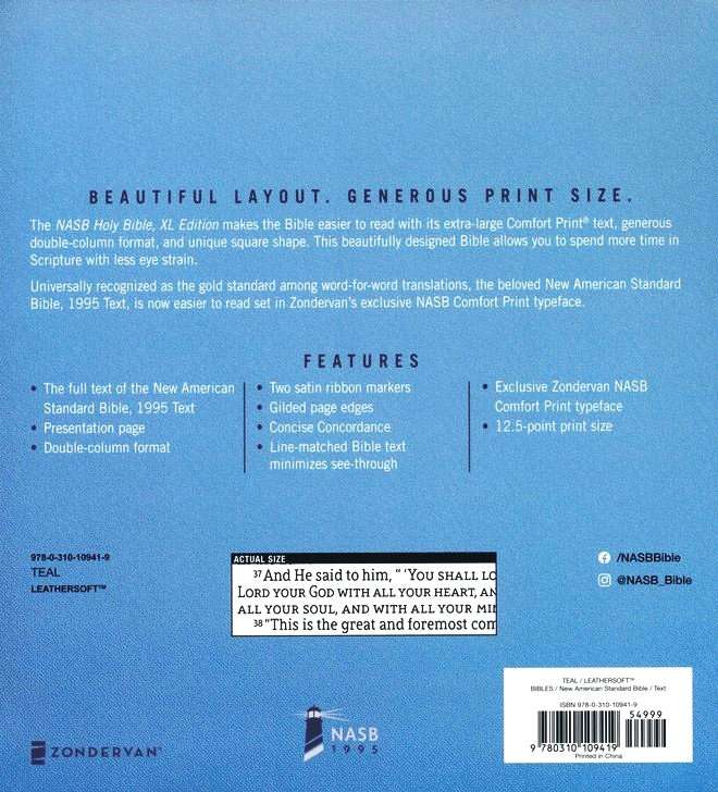 NASB-1995 Text XL Edition: Teal Leathersoft [24] (ISBN:9780310109419 ...