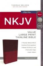 NKJV Value Large Print Thinline Bible: Burgundy Leathersoft (ISBN
