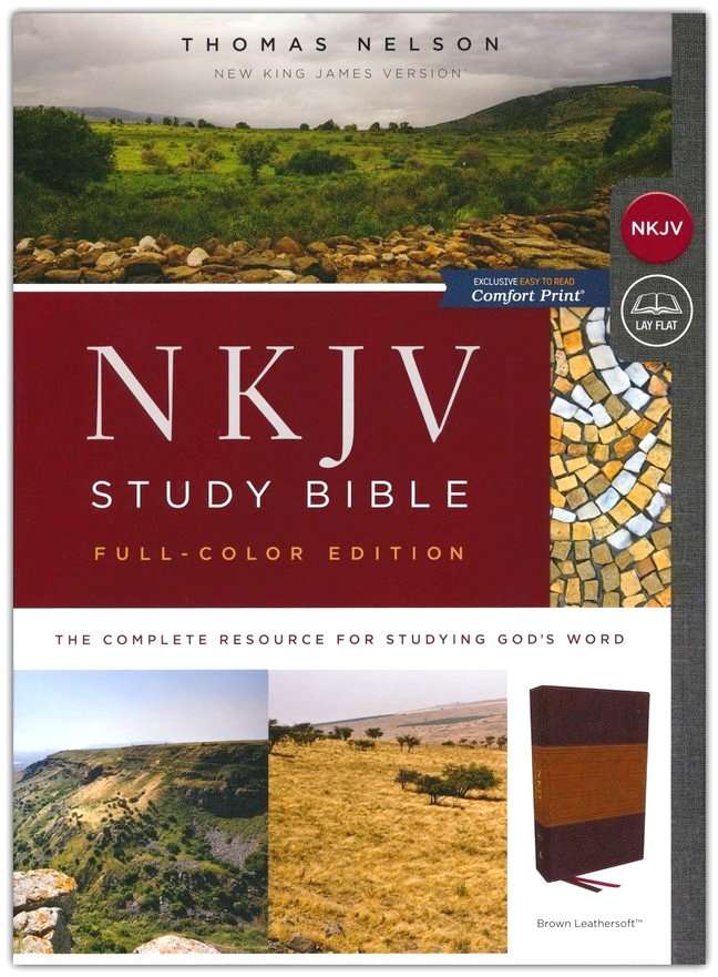 NKJV Study Bible FullColor Edition Brown Leathersoft (ISBN
