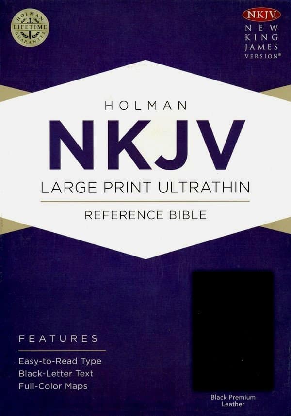 NKJV Large Print Ultrathin Reference Bible: Black Premium Goatskin