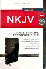 NKJV Deluxe Thinline Reference Bible: Black Leathersoft (ISBN