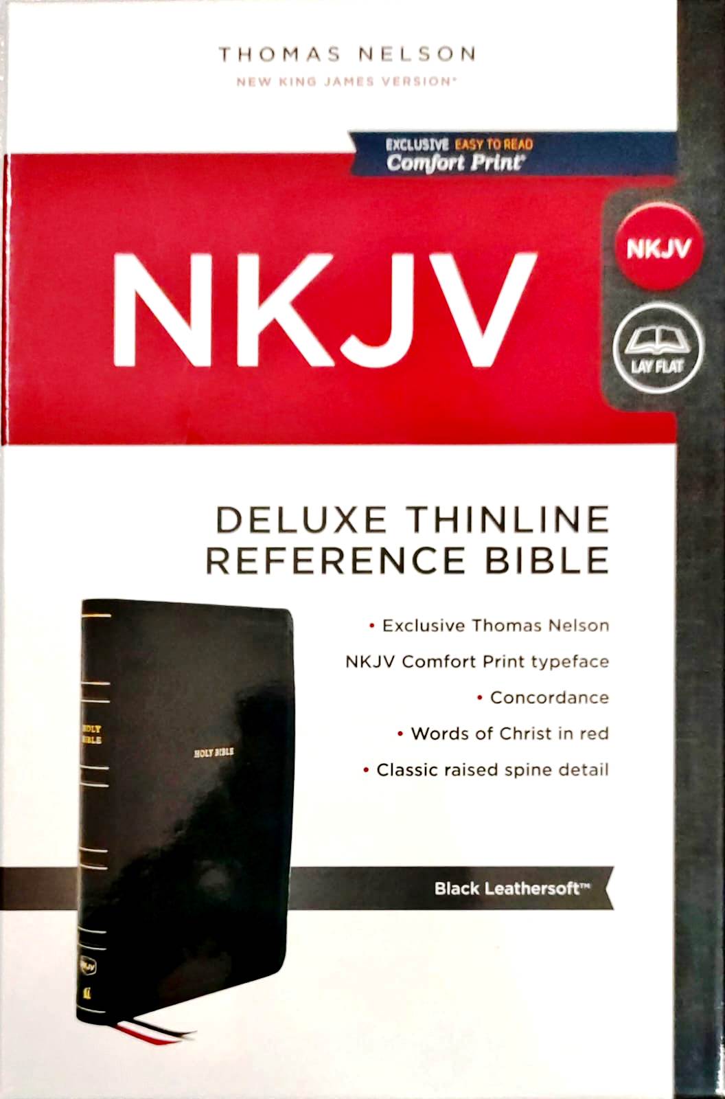 NKJV Deluxe Thinline Reference Bible: Black Leathersoft (ISBN